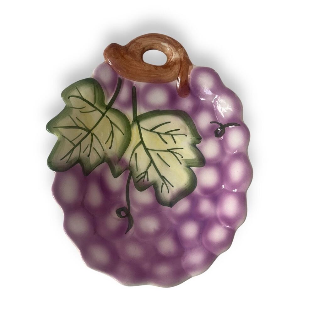 Vintage 70s grape cluster trinket dish / spoon rest